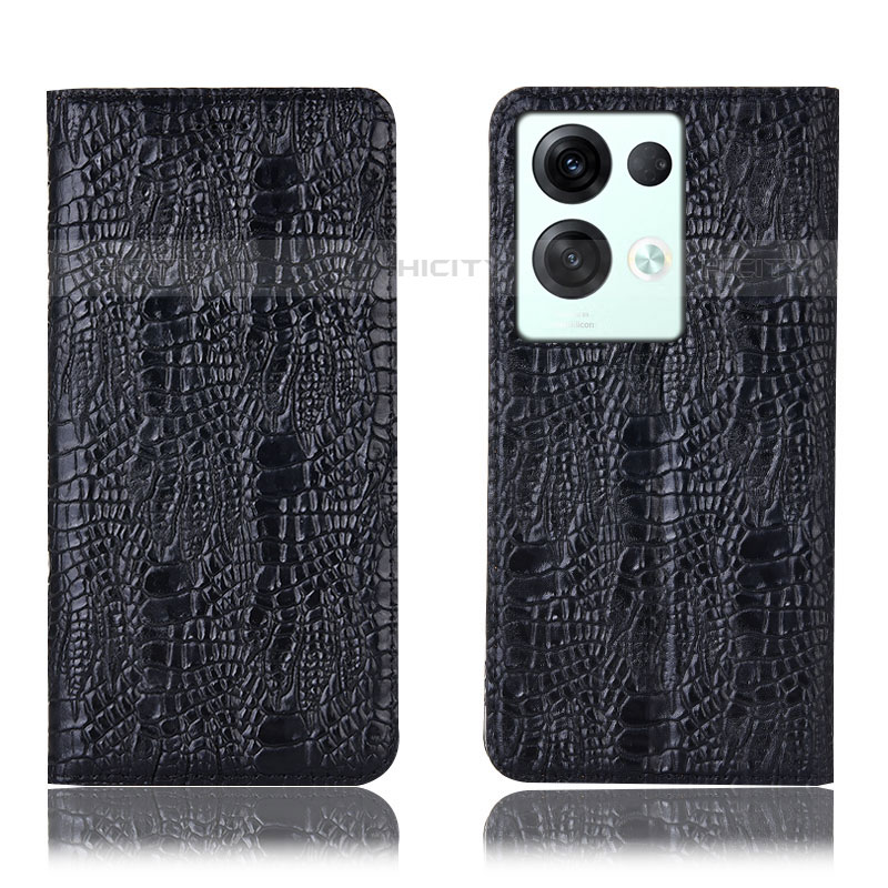 Coque Portefeuille Livre Cuir Etui Clapet H17P pour Oppo Reno8 Pro 5G Noir Plus