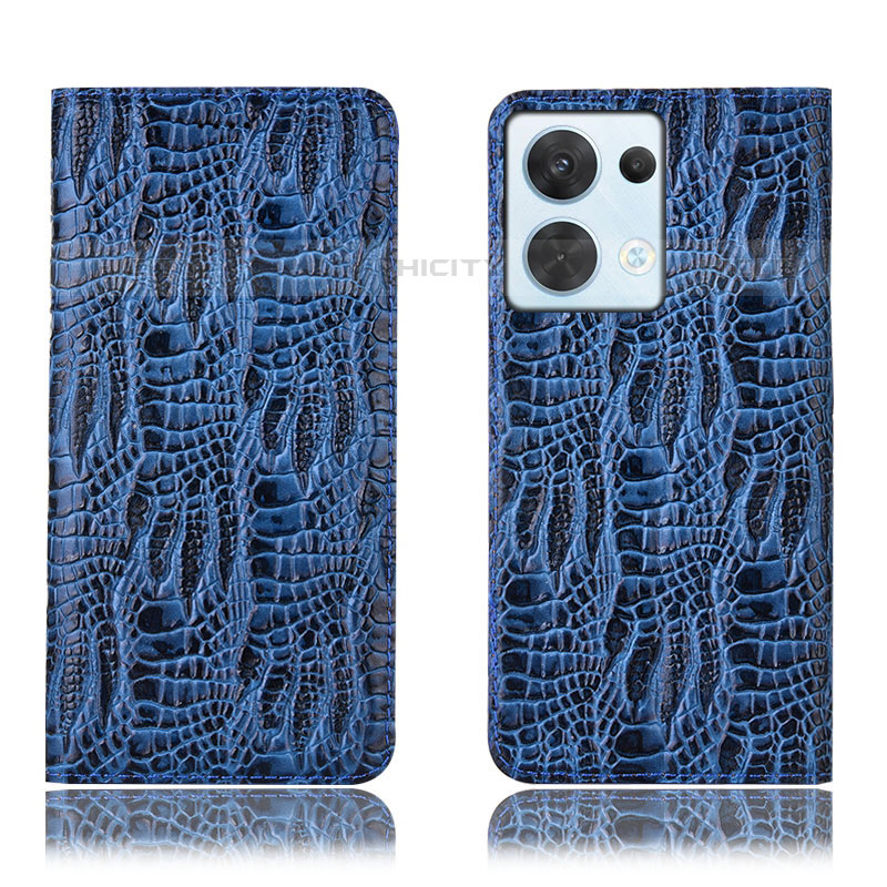 Coque Portefeuille Livre Cuir Etui Clapet H17P pour Oppo Reno9 Pro 5G Bleu Plus