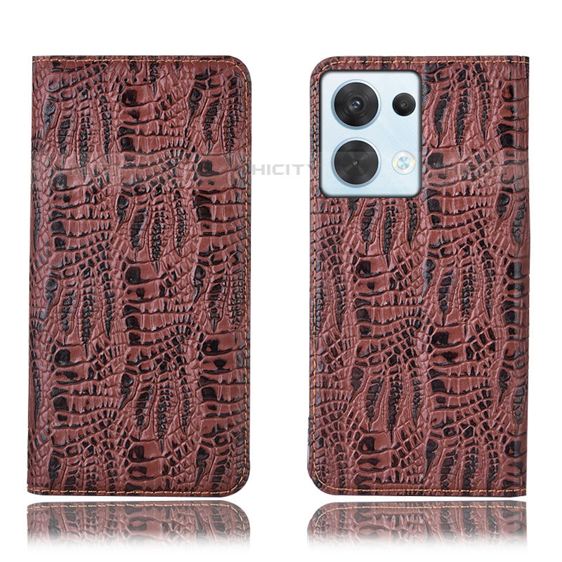 Coque Portefeuille Livre Cuir Etui Clapet H17P pour Oppo Reno9 Pro 5G Marron Plus