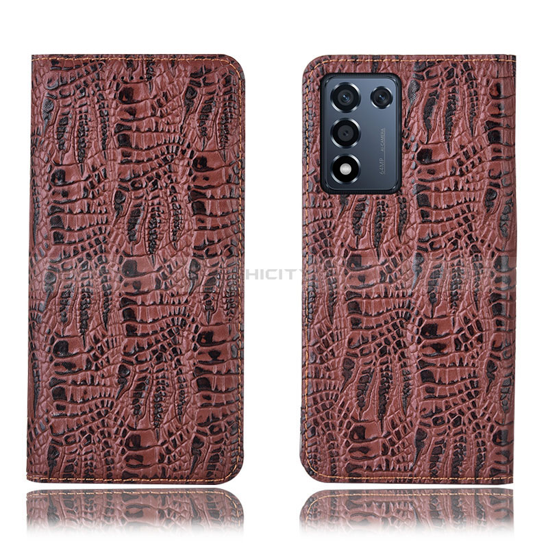 Coque Portefeuille Livre Cuir Etui Clapet H17P pour Realme 9 SE 5G Marron Plus