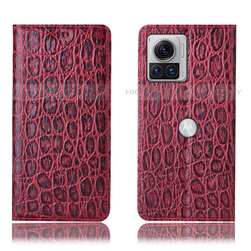 Coque Portefeuille Livre Cuir Etui Clapet H18P pour Motorola Moto Edge 30 Ultra 5G Rouge Plus