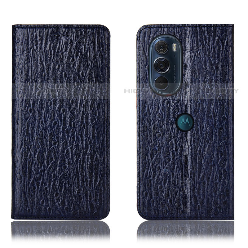 Coque Portefeuille Livre Cuir Etui Clapet H18P pour Motorola Moto Edge X30 5G Bleu Plus