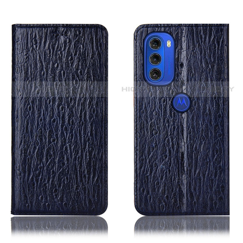 Coque Portefeuille Livre Cuir Etui Clapet H18P pour Motorola Moto G51 5G Bleu Plus