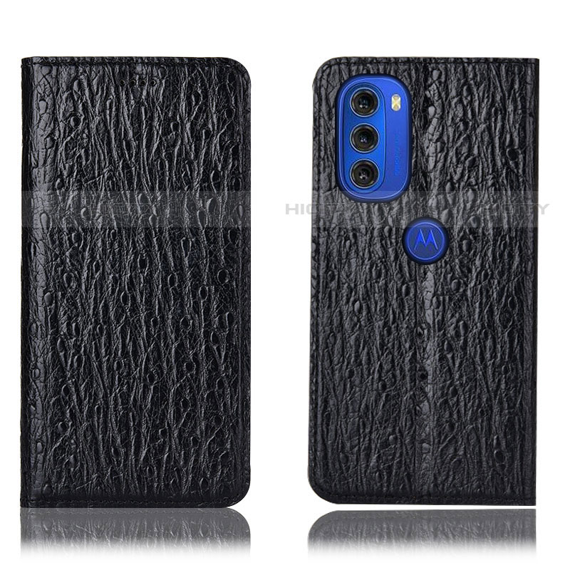 Coque Portefeuille Livre Cuir Etui Clapet H18P pour Motorola Moto G51 5G Noir Plus