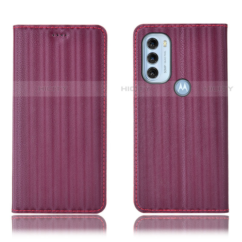 Coque Portefeuille Livre Cuir Etui Clapet H18P pour Motorola Moto G71 5G Violet Plus