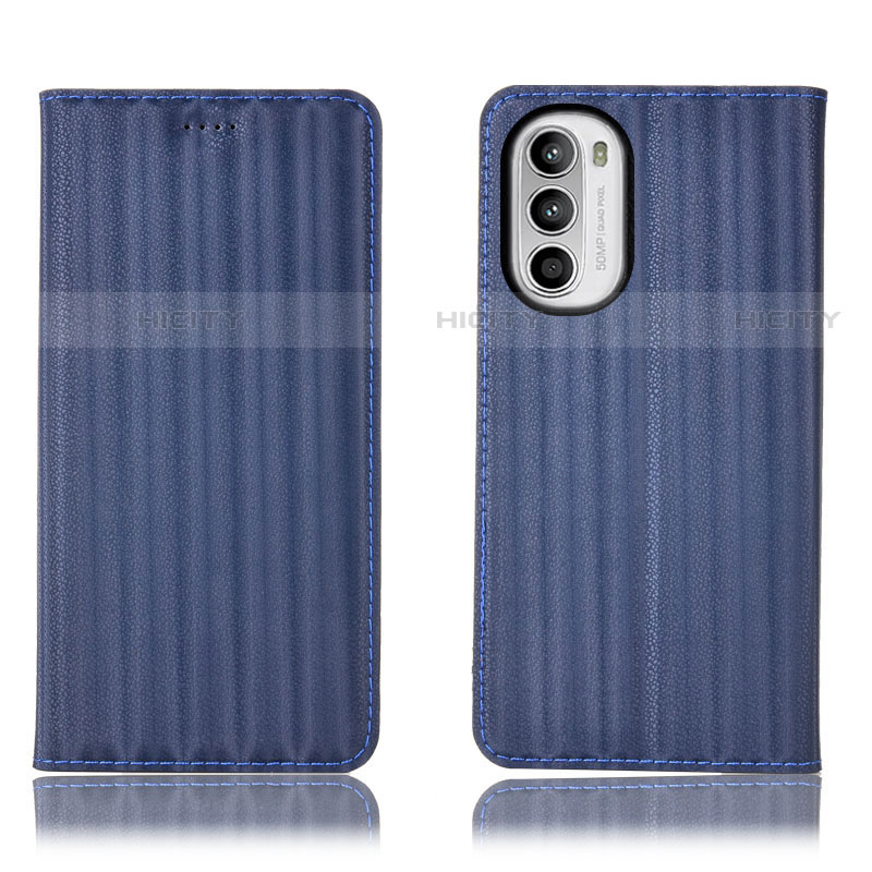 Coque Portefeuille Livre Cuir Etui Clapet H18P pour Motorola Moto G71s 5G Bleu Plus