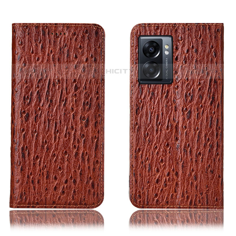 Coque Portefeuille Livre Cuir Etui Clapet H18P pour OnePlus Nord N300 5G Marron Plus