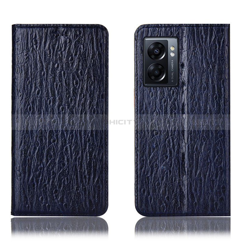 Coque Portefeuille Livre Cuir Etui Clapet H18P pour Oppo A77 5G Bleu Plus