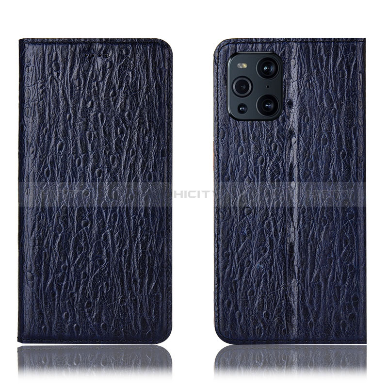 Coque Portefeuille Livre Cuir Etui Clapet H18P pour Oppo Find X3 5G Bleu Plus