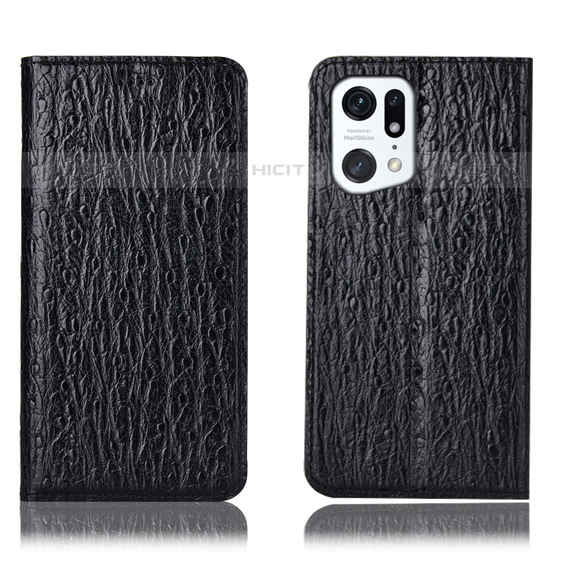 Coque Portefeuille Livre Cuir Etui Clapet H18P pour Oppo Find X5 Pro 5G Noir Plus