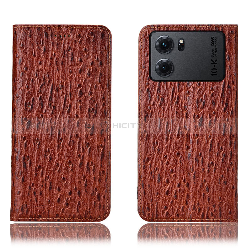 Coque Portefeuille Livre Cuir Etui Clapet H18P pour Oppo K10 5G Marron Plus