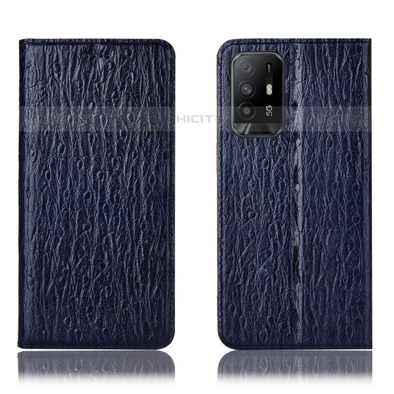 Coque Portefeuille Livre Cuir Etui Clapet H18P pour Oppo Reno5 Z 5G Bleu Plus