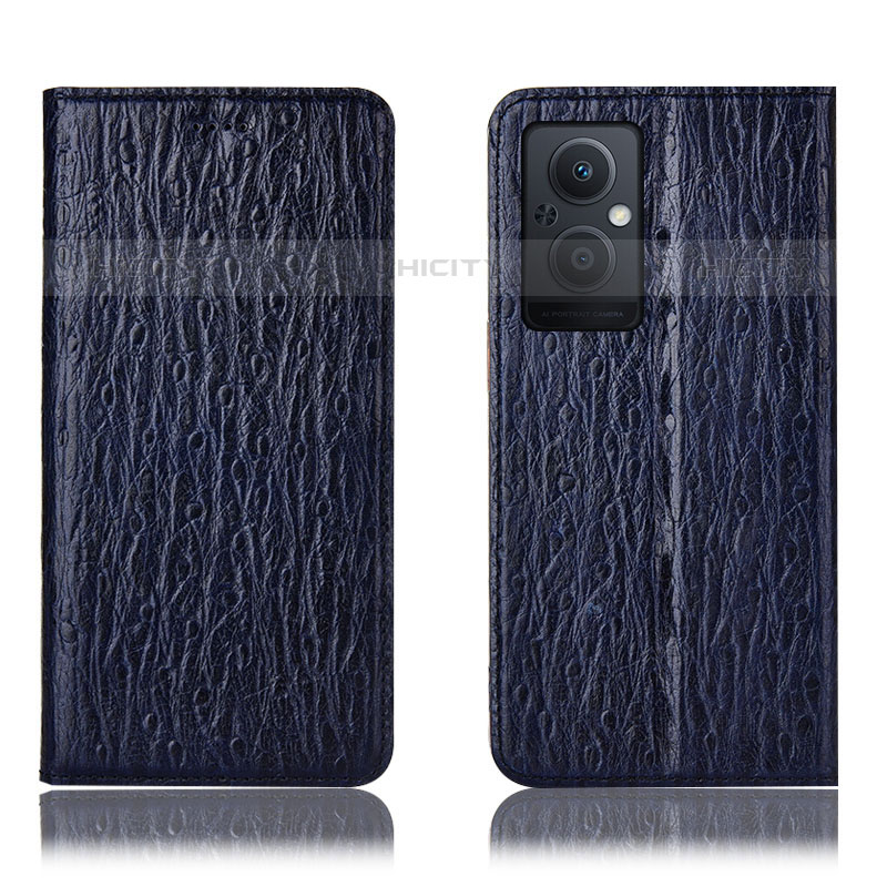 Coque Portefeuille Livre Cuir Etui Clapet H18P pour Oppo Reno7 Z 5G Bleu Plus