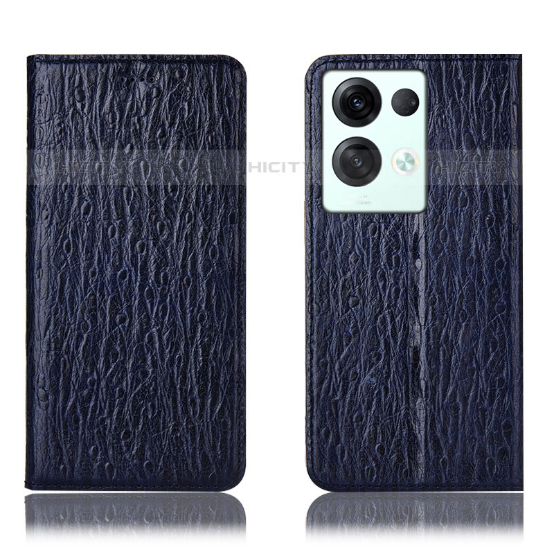 Coque Portefeuille Livre Cuir Etui Clapet H18P pour Oppo Reno8 Pro 5G Bleu Plus