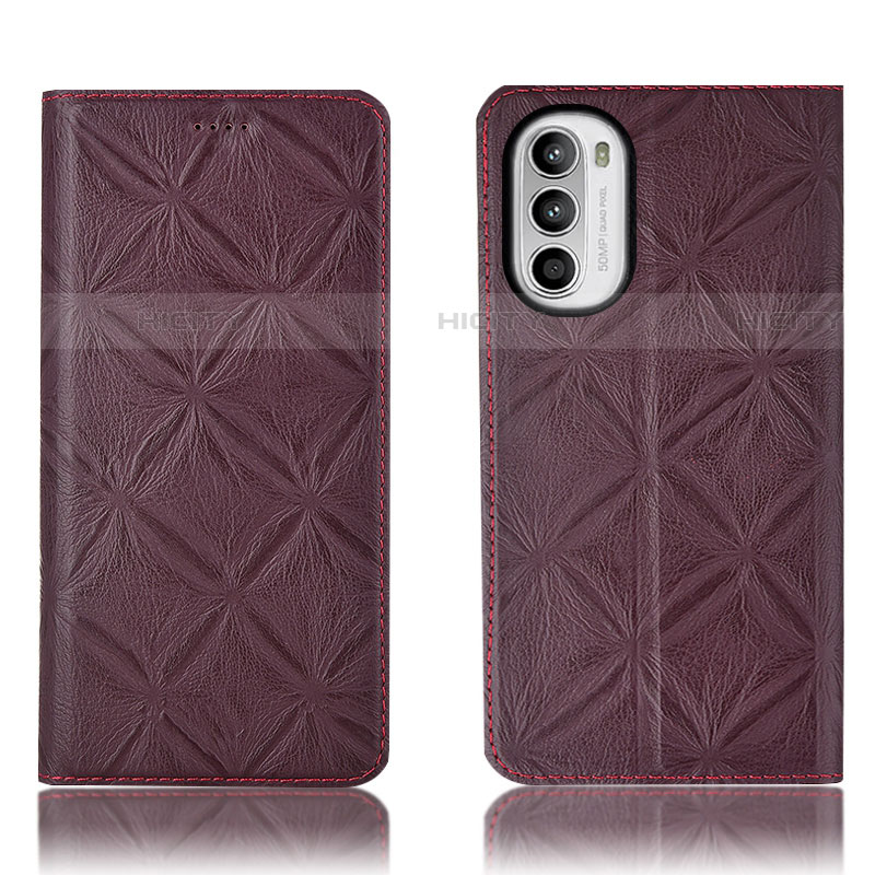 Coque Portefeuille Livre Cuir Etui Clapet H19P pour Motorola Moto Edge (2022) 5G Vin Rouge Plus