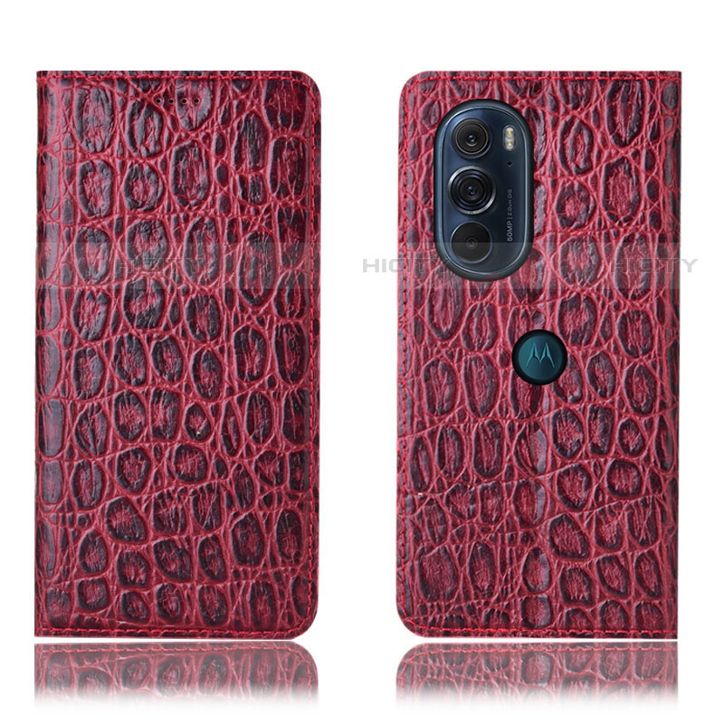 Coque Portefeuille Livre Cuir Etui Clapet H19P pour Motorola Moto Edge Plus (2022) 5G Rouge Plus