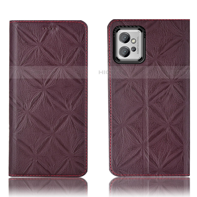 Coque Portefeuille Livre Cuir Etui Clapet H19P pour Motorola Moto G32 Vin Rouge Plus