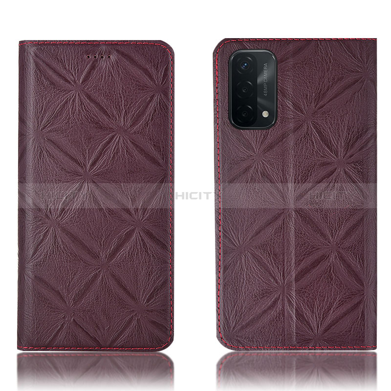 Coque Portefeuille Livre Cuir Etui Clapet H19P pour Oppo A54 5G Vin Rouge Plus