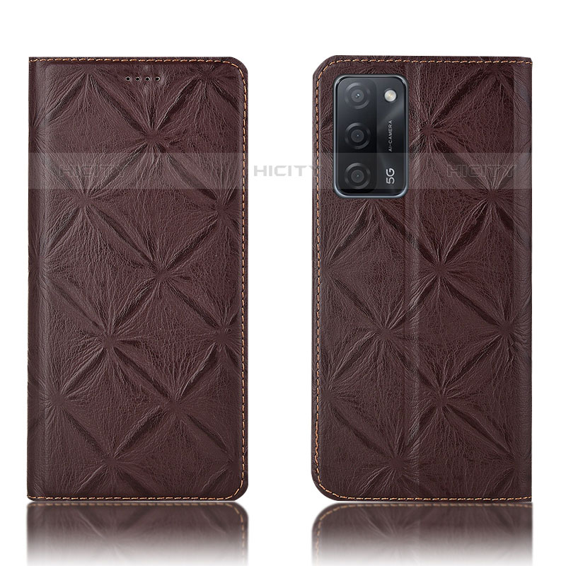 Coque Portefeuille Livre Cuir Etui Clapet H19P pour Oppo A55 5G Marron Plus