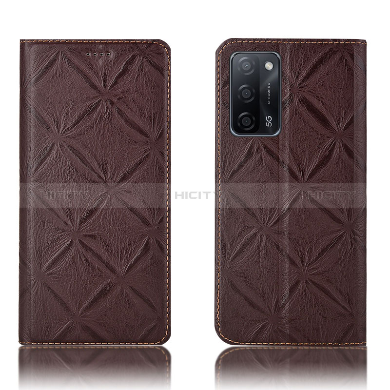 Coque Portefeuille Livre Cuir Etui Clapet H19P pour Oppo A56 5G Marron Plus