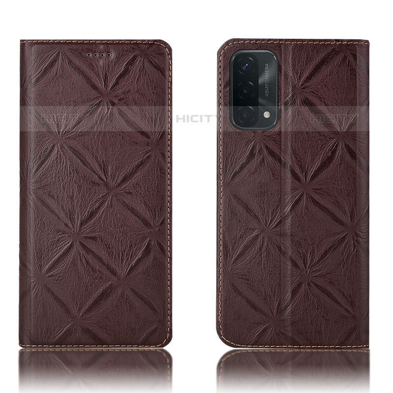 Coque Portefeuille Livre Cuir Etui Clapet H19P pour Oppo A93 5G Marron Plus