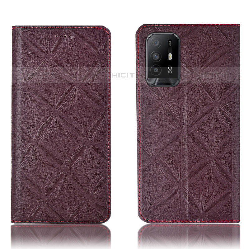 Coque Portefeuille Livre Cuir Etui Clapet H19P pour Oppo A94 5G Vin Rouge Plus