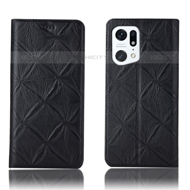 Coque Portefeuille Livre Cuir Etui Clapet H19P pour Oppo Find X5 Pro 5G Noir Plus