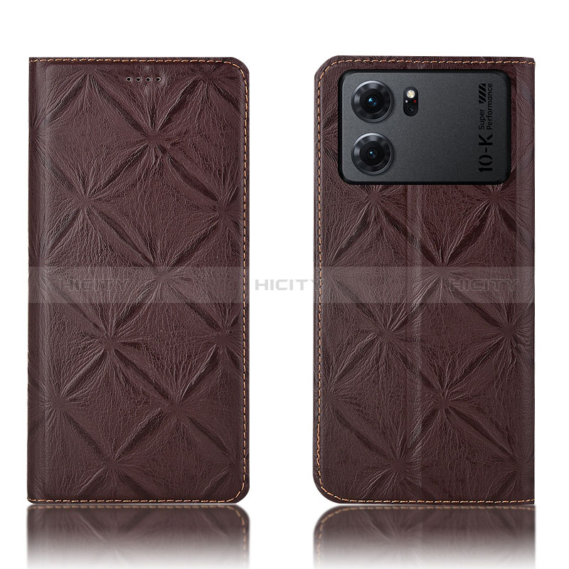 Coque Portefeuille Livre Cuir Etui Clapet H19P pour Oppo K10 5G Marron Plus