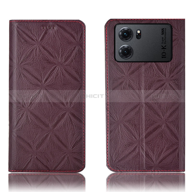 Coque Portefeuille Livre Cuir Etui Clapet H19P pour Oppo K10 5G Vin Rouge Plus