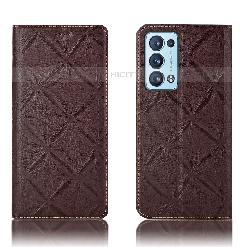 Coque Portefeuille Livre Cuir Etui Clapet H19P pour Oppo Reno6 Pro 5G Marron Plus