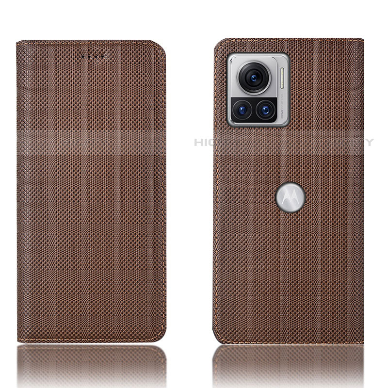 Coque Portefeuille Livre Cuir Etui Clapet H20P pour Motorola Moto Edge 30 Ultra 5G Marron Plus