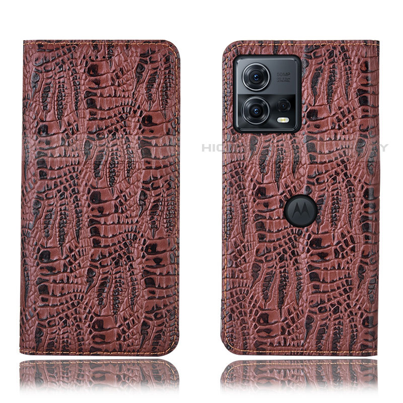 Coque Portefeuille Livre Cuir Etui Clapet H20P pour Motorola Moto S30 Pro 5G Marron Plus