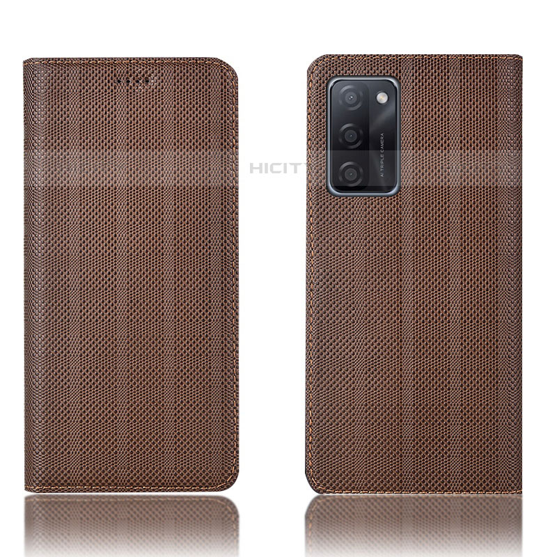 Coque Portefeuille Livre Cuir Etui Clapet H20P pour Oppo A55S 5G Marron Plus