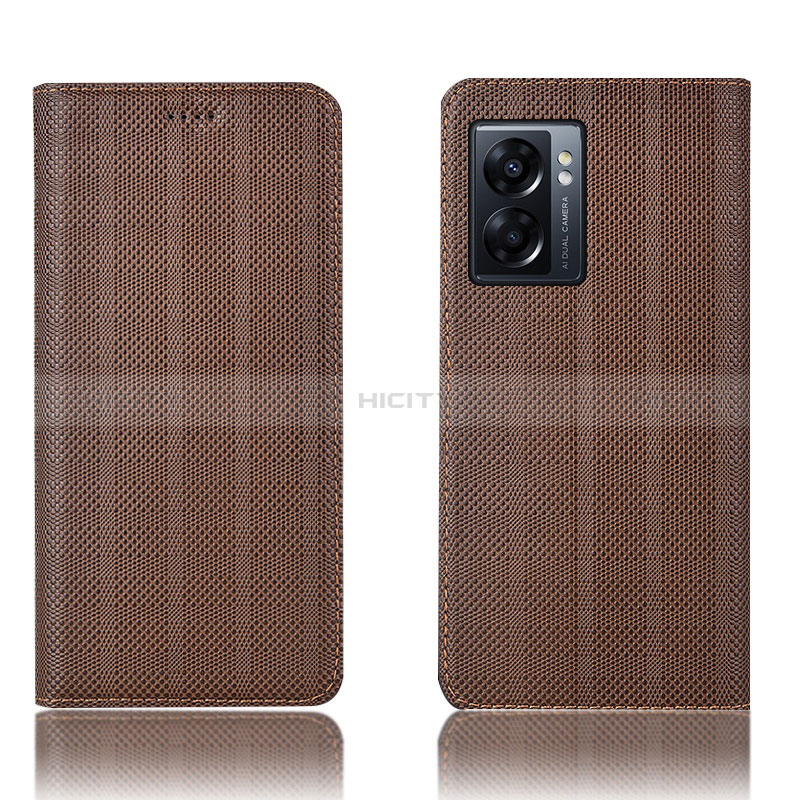 Coque Portefeuille Livre Cuir Etui Clapet H20P pour Oppo A57 5G Marron Plus