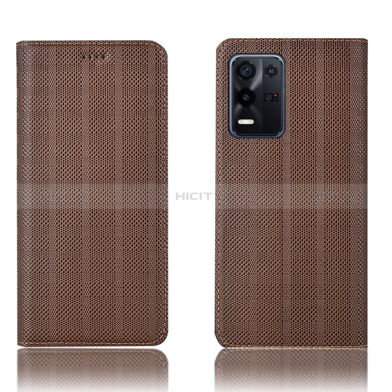 Coque Portefeuille Livre Cuir Etui Clapet H20P pour Oppo K9X 5G Marron Plus