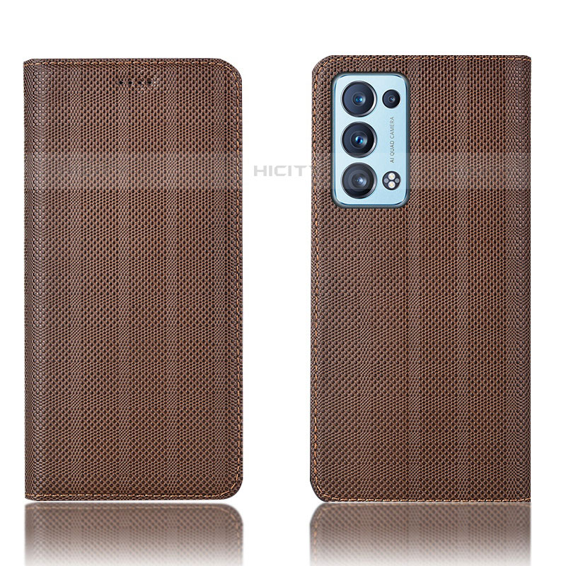 Coque Portefeuille Livre Cuir Etui Clapet H20P pour Oppo Reno6 Pro 5G Marron Plus