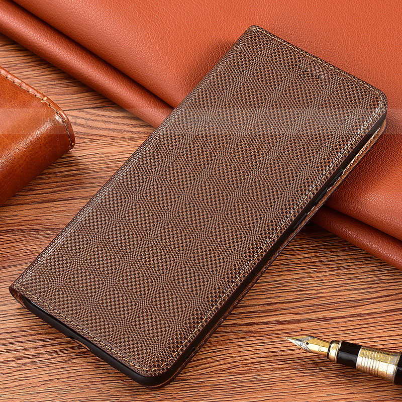 Coque Portefeuille Livre Cuir Etui Clapet H20P pour Vivo T1 5G India Marron Plus