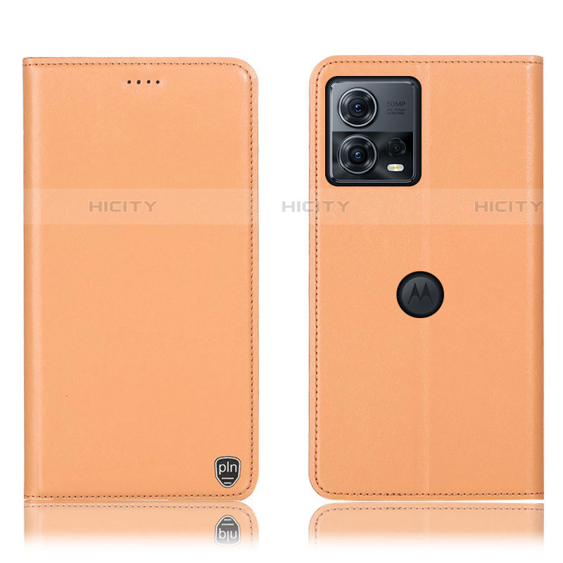 Coque Portefeuille Livre Cuir Etui Clapet H21P pour Motorola Moto Edge 30 Fusion 5G Orange Plus