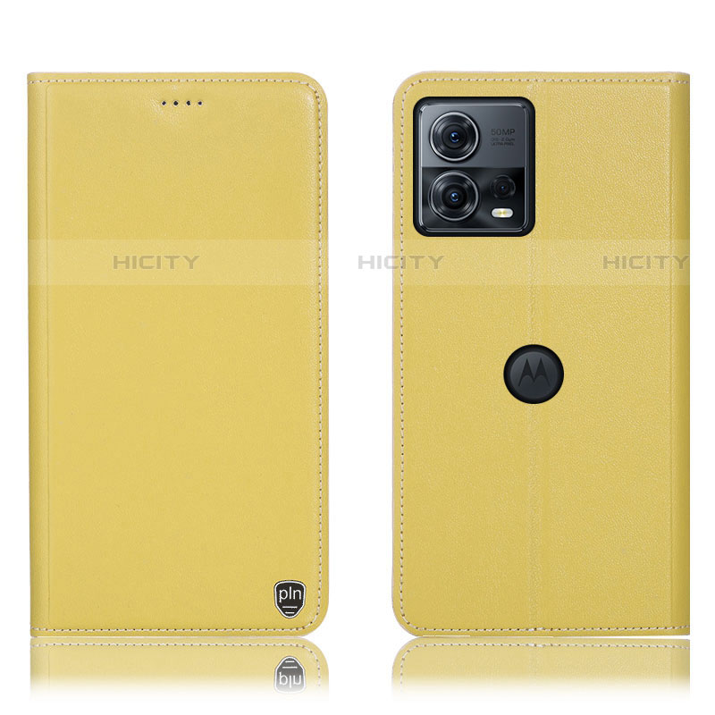 Coque Portefeuille Livre Cuir Etui Clapet H21P pour Motorola Moto Edge S30 Pro 5G Jaune Plus