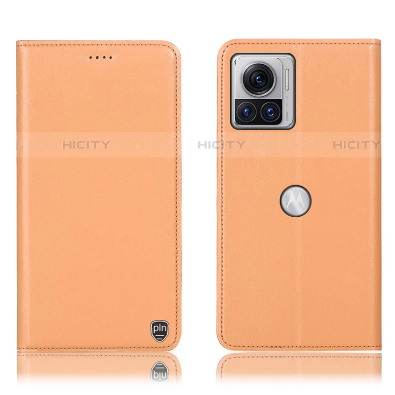 Coque Portefeuille Livre Cuir Etui Clapet H21P pour Motorola Moto Edge X30 Pro 5G Orange Plus