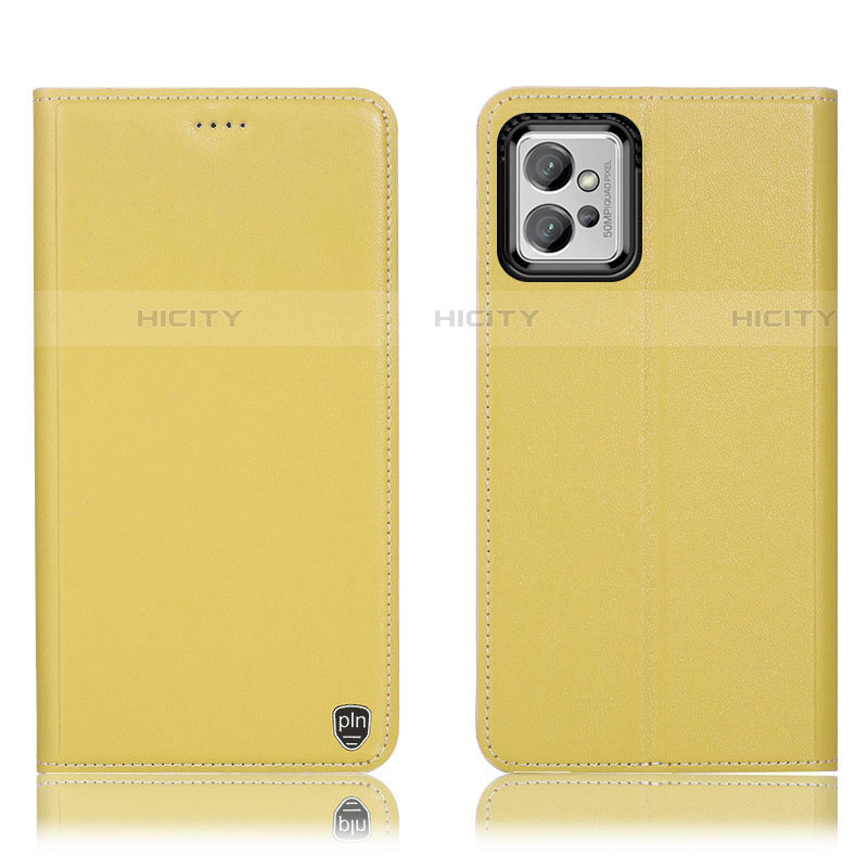 Coque Portefeuille Livre Cuir Etui Clapet H21P pour Motorola Moto G32 Jaune Plus