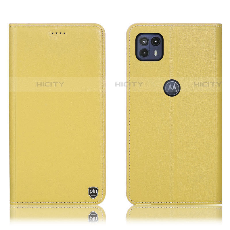 Coque Portefeuille Livre Cuir Etui Clapet H21P pour Motorola Moto G50 5G Jaune Plus