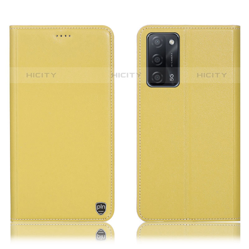 Coque Portefeuille Livre Cuir Etui Clapet H21P pour Oppo A55 5G Jaune Plus