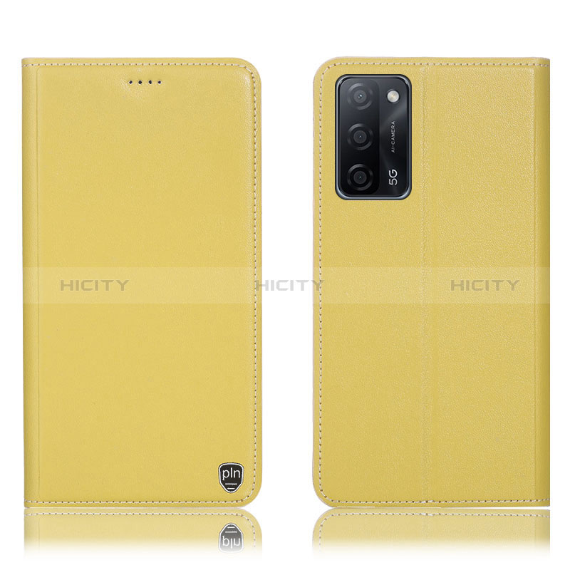 Coque Portefeuille Livre Cuir Etui Clapet H21P pour Oppo A56 5G Jaune Plus