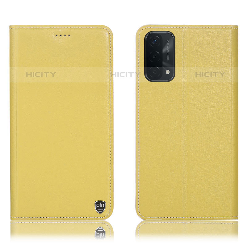 Coque Portefeuille Livre Cuir Etui Clapet H21P pour Oppo A93 5G Jaune Plus