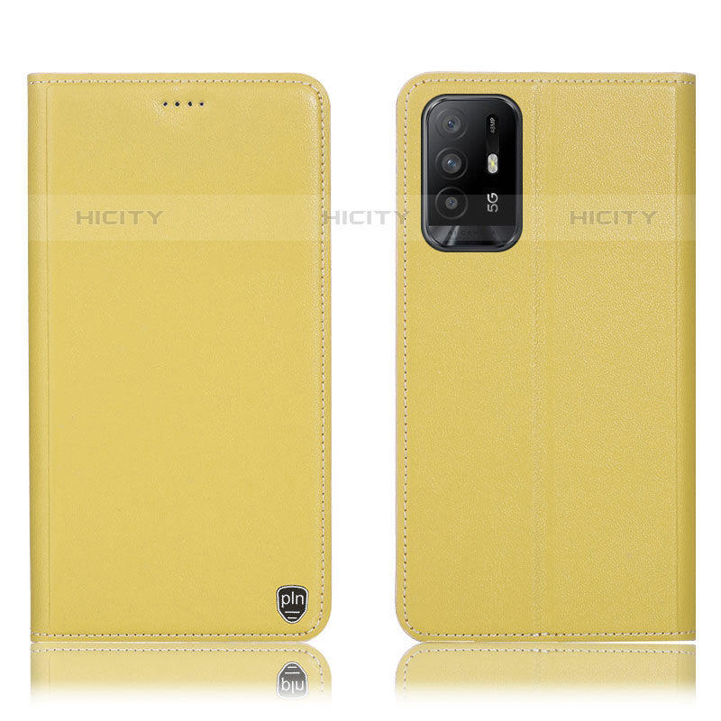 Coque Portefeuille Livre Cuir Etui Clapet H21P pour Oppo A94 5G Jaune Plus