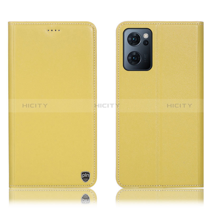 Coque Portefeuille Livre Cuir Etui Clapet H21P pour Oppo Find X5 Lite 5G Jaune Plus