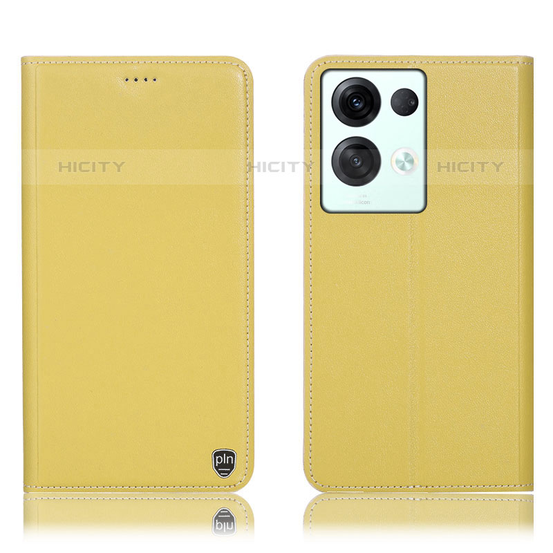 Coque Portefeuille Livre Cuir Etui Clapet H21P pour Oppo Reno8 Pro 5G Jaune Plus