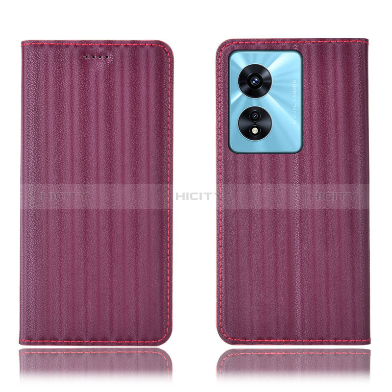 Coque Portefeuille Livre Cuir Etui Clapet H23P pour Oppo A1 Pro 5G Vin Rouge Plus