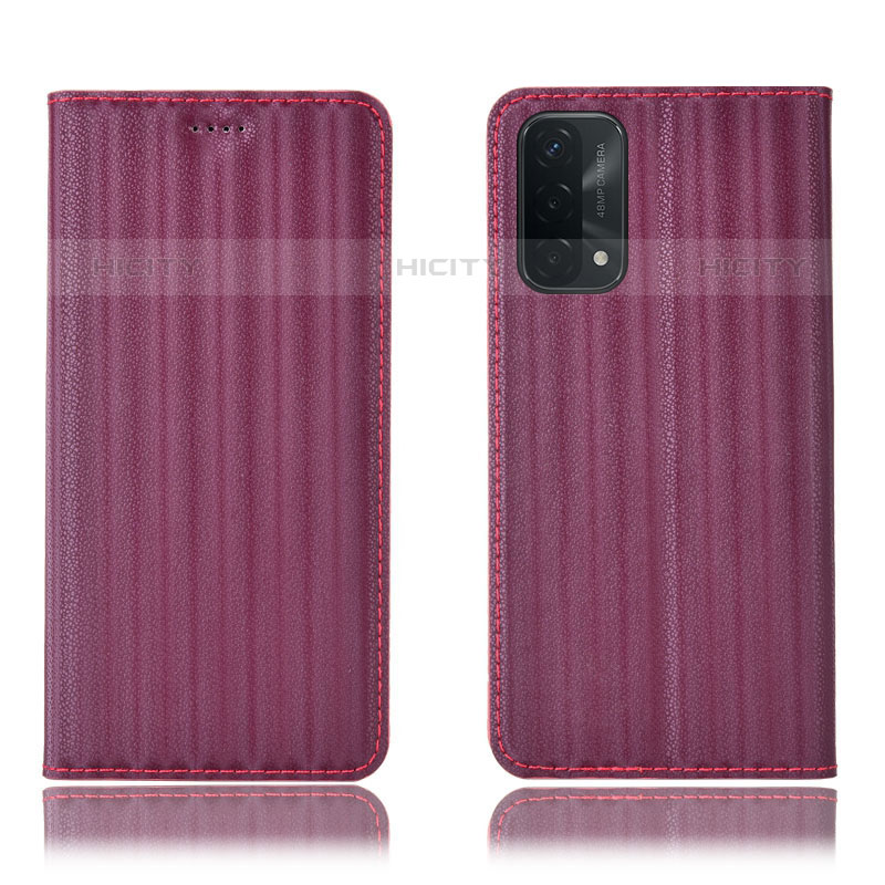 Coque Portefeuille Livre Cuir Etui Clapet H23P pour Oppo A93 5G Vin Rouge Plus